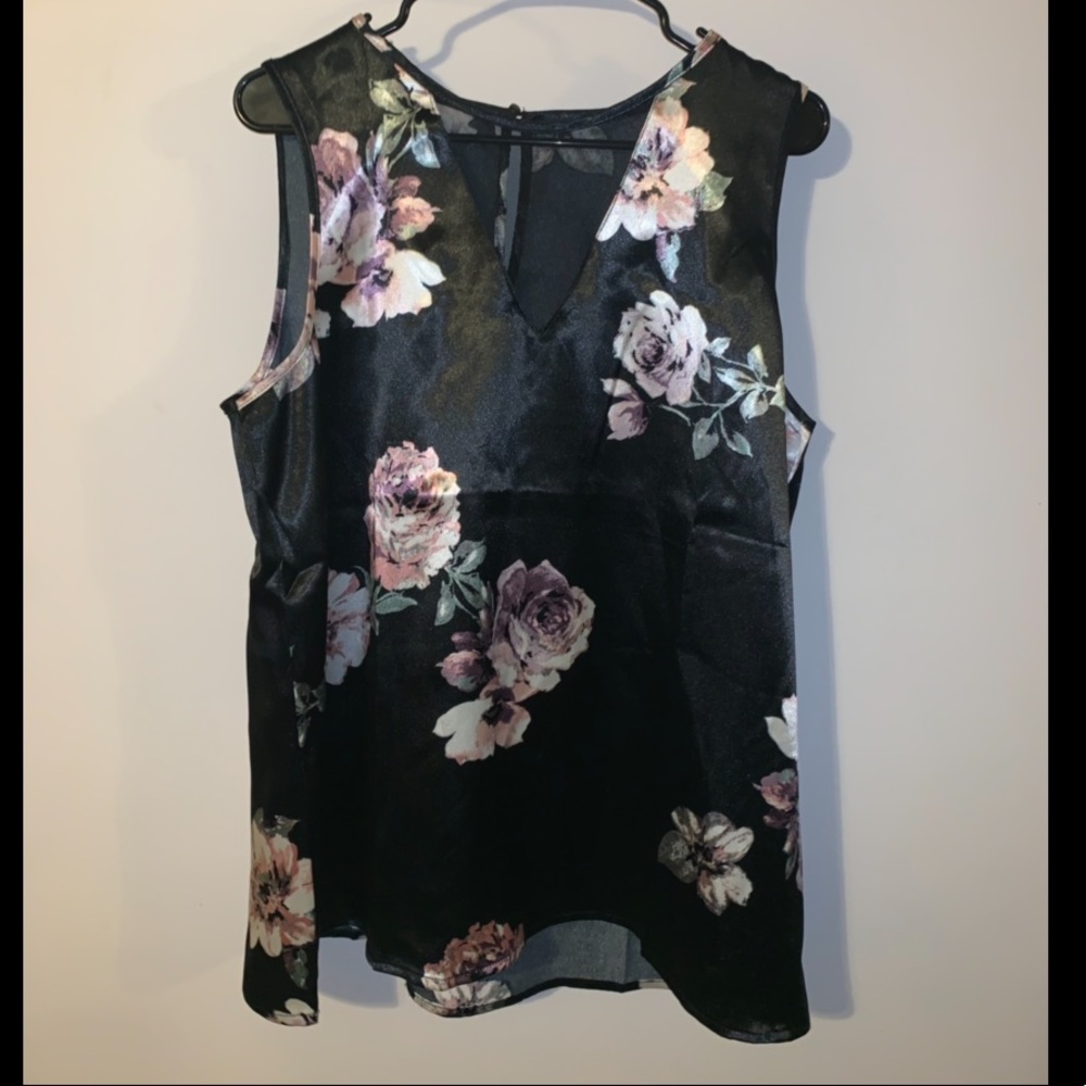 Maurices Satin Tank with Mesh Cutout V-Neck